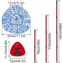 Spin Mop Replace, Base, Mop Handle OCedar EasyWring 1 System, Include 2 Microfiber Mop, 1 Sturdy Iron 30 - 58 Inch Mop Handle, 1 Scrubber, 1 Spin Base - 2 đầu lau màu xanh dương + 1 bộ cán lau + 1 đế + 2 chổi - Xem 8