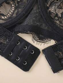 2 pièces Soutien-gorge sans armatures sans rembourrage à fleurs en dentelle mode femme - Multicolore - Voir 4