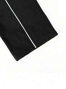 1pc Men's Casual Trousers, Comfortable & Fashionable For Commuting, Outdoor Sports, Training, Hiking, Fitness, Jogging, Daily Wear, Loose Fit Straight Leg Striped Pants, Autumn/Winter - Black - View 7