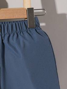 Young Boy Stand Collar Single-Breasted Shirt And Shorts Set - White - View 4