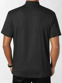 GRDR 1 pieza Camiseta de cuello alto de manga corta de verano para hombre - Negro - Ver 2