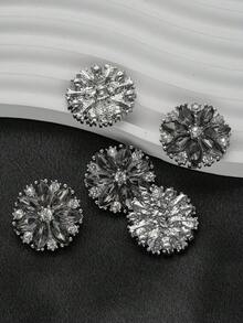 5颗/套向日葵水钻玻璃金属纽扣，适用于外套、毛衣、西装、制服、缝纫、婚纱、DIY鞋子、包包、珠宝制作、手工缝纫配件，秋冬季 - 彩色 - 查看 6