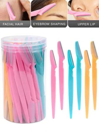 20 piezas/10 piezas Juego de afeitadoras de contorno multicolor, herramientas para dar forma a las cejas de mujer, afeitadora de cejas, removedor de costras, recortadora de vello corporal y juego de afeitadoras faciales y de cejas, removedores de vello portátiles para hombres y mujeres, afeitadoras faciales para hombres y mujeres