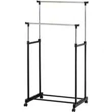 Heavy Duty Metal Dual Rail Clothes Garment Hanging Rack Shelf Display Stand UK - Black - View 2