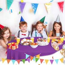 Purple 6 Pack Plastic Table Cloth 84\, Disposable Round Tablecloth Table Cover, Plastic Tablecloths For Parties,Round,Purple - 紫色 - 查看 7