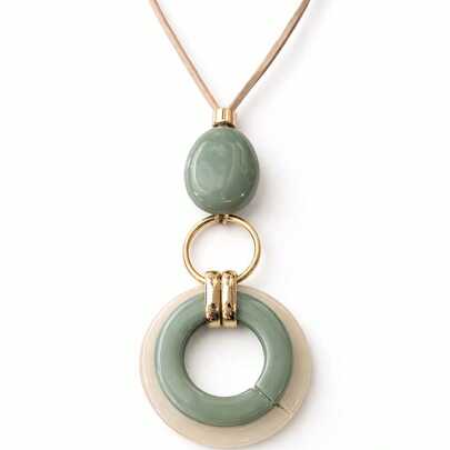 Colar Longo COM Liga Dourada Folheado- Pedras Naturais Feito à Mão-CL0004