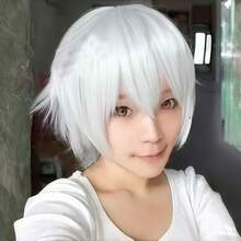 Black Short Hair Cosplay Wig Male Party 30 Cm High Temperature Fiber Synthetic Hair Wigs - White - View 10