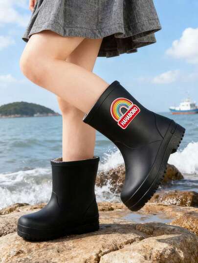 HAHABOBO Giày đi mưa trẻ em mới, họa tiết cầu vồng dễ thương và thời trang - Dành cho cả bé trai và bé gái, chống thấm nước, nhẹ, thoải mái, phù hợp cho những ngày mưa, đi làm và mọi mùa (xuân, hè, thu). Một món quà lý tưởng cho các bữa tiệc sinh nhật.