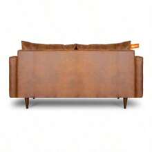 AGUSTO - Sofá Loveseat Sillón 2 Plazas para Sala o Estudio - Estilo Mid Century - Patas de Madera Natural - Piel Vegana - Multicolor - Ver 5