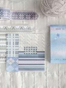 1 Set White Kraft Paper Memo Pad, Fabric Handmade Studio, Cute Mini Embroidered Fabric Stickers For Scrapbooking & Note Taking - Multicolor - View 6