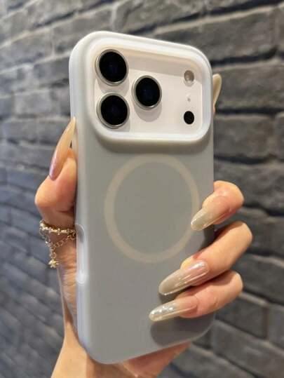 1pc Cute Jelly Liquid Wireless Charge Phone Case Compatible With IPhone 17 Pro Max 17 Pro AIr 16 15 14 13 12 11 Pro Max Plus Full Protection Magnetic Charging, Drop Resistance & Solid Color Design For All Genders