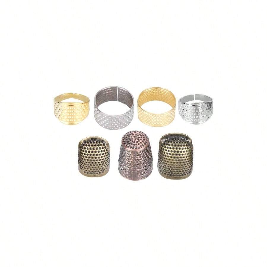 Juego De Dedal De Costura Vintage De Piezas, Latn De Costura Dedal Ajustable Protector De Punta De Los Dedos Para Bordado Manualidades Accesorios De Costura - inicial - Ver 1