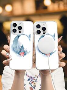 Lujo Ligero Estilo y BellezaLámpara floral Funda de Teléfono Transparente con Compatibilidad de Carga Inalámbrica Magnética Compatible con 17 17PROMAX 17PRO 16PROMAX 16PRO y Todos los Modelos Impresc - transparente - Ver 6