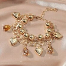 Pulsera con dije de corazón - Amarillo Oro - Ver 7
