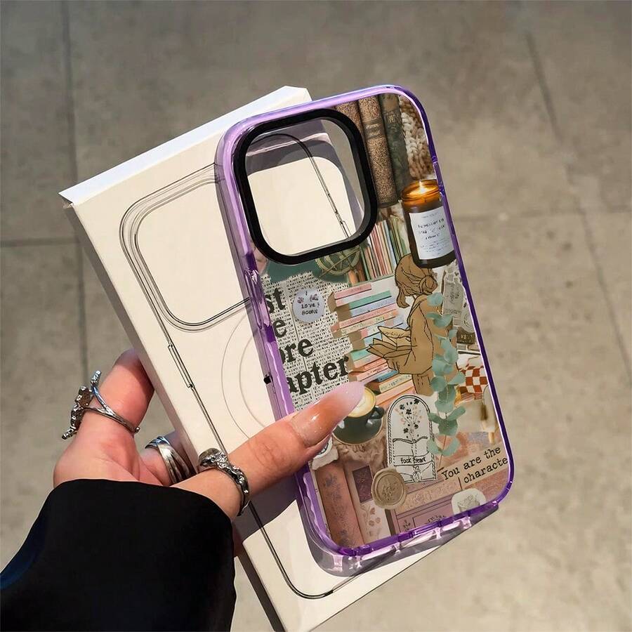 Vintage Books Phone Case, Aesthetic Style,Phone Case For IPhone 17 Pro Max 17 Air 17Pro 16 15 14 13 12 11 Pro Max, Books And Coffee Gift,Vintage Book Stack, Reading Lover Gift Idea, Vintage Bookworm Present, Antique Books Design, Literary Lover Present, Cozy Reading Nook Theme - Màu tím hoa cà - Xem 1