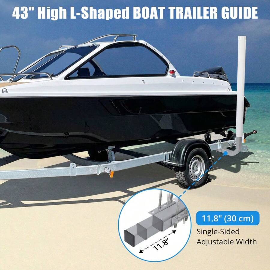 Garvee 2PCS Rustproof Galvanized Steel Boat Trailer Guide, 20.5 In Adjustable Design Trailer Guide Poles, Heavy Duty Roller Guide-On System, For Ski Boat, Fishing Boat - White - View 1