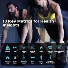 Lepulse Báscula inteligente con IMC, grasa corporal, masa muscular, báscula de electrodos en forma de X actualizada para peso corporal y porcentaje de grasa, báscula de composición corporal de 13 pu - Azul oscuro - Ver 7