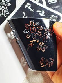 4 buah Stensil Tangan Bermotif Bunga Perekat Diri yang Dapat Digunakan Kembali, Ideal untuk Melukis Tubuh DIY, Pesta dan Acara, Juga Cocok untuk Kerajinan Tangan, Dapat Digunakan Kembali - Hitam - View 7