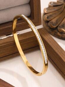 5件套简约优雅奢华闪亮星形手链，女士高端钛钢手链 - 金色 - 查看 3