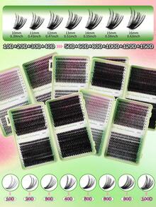 720/648 Pcs Synthetic Eyelash Glue Kit, D-Curl Synthetic Eyelash Extension Set, Includes 10D + 20D + 30D + 40D + 50D + 60D + 80D + 100D + 120D + 150D, Mixed Lengths From 9mm To 18mm, Fluffy Synthetic Eyelashes. Lightweight, Soft, Fluffy Lash Clusters, Cluster Lashes.