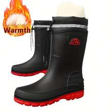 1 Pair Winter Thermal Lined Rain Boots - Warm, Non-Slip, High-Quality PVC Material, Great Value, Christmas Gift, Fashionable, Easy To Clean, Unisex, Men, Women