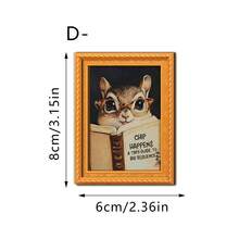 1/6 nam châm tủ lạnh kiểu cổ điển, thiết kế hình động vật đeo kính đọc sách ngộ nghĩnh, khung vàng, nhãn dán từ tính, thích hợp để trang trí bảng trắng nhà bếp, tủ văn phòng, làm quà tặng. - Nhiều màu - Xem 8