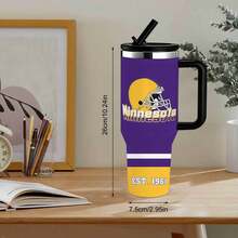 1pc 40 Oz Stainless Cup With Handle, Travel Mug, Durable Powder Coated Finish, Water Bottle For Girls, Keeping Water Cold For Long Road Trips, Tumbler Accessories - 彩色 - 查看 4