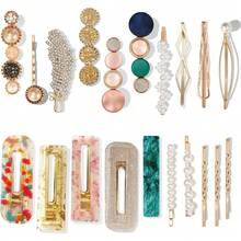 Mehayi Juego de 20 Pinzas para El Cabello con Perlas, Pasadores para El Cabello de Resina Acrílica Coreana, Horquillas para Mujeres Y Niñas, Herramientas de Peinado, Accesorios para El Cabello para Fi - 1 - Ver 9
