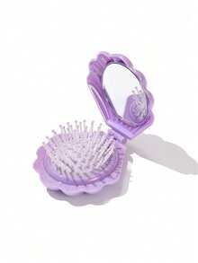1pc Lightweight & Portable Travel Electroplated Shell Folding Mirror Comb, With Mirror, Ideal For Back To School, Travel, And Daily Use. Foldable Design, Hair Styling Tool, Hair Care Accessory. - Multicolor - View 14