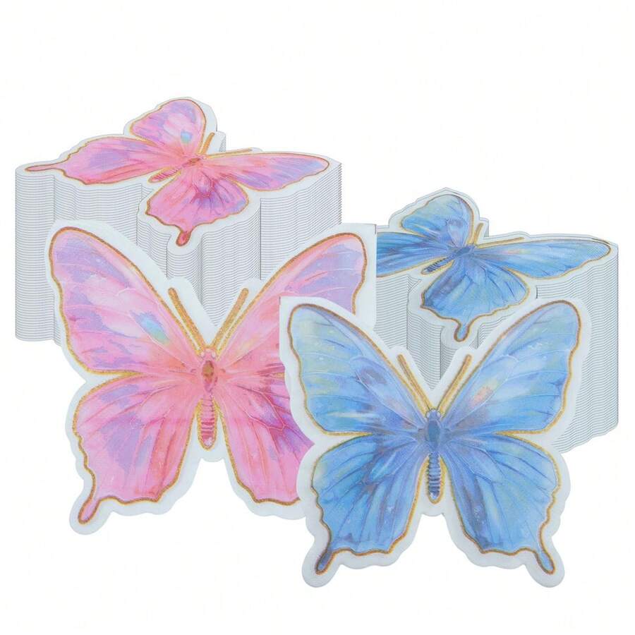 20Pcs Butterfly Napkins Disposable Butterfly Decorative Napkins For Birthday Wedding Spring Tea Party Table Decor BabyShower Decorations - Pink - View 1