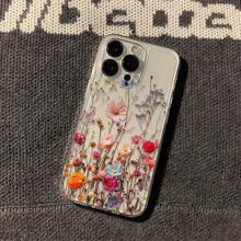 Funda a prueba de golpes de borde suave y moderna, una funda de teléfono floral rosa transparente adecuada para los modelos de  11, 12, 13, 14, 15 y 16, incluyendo Pro Max, XS, XR, X, 7, 8 Plus y SE. Perfecto como regalo para Navidad y Halloween para novias, novios y amigos. Esta funda a prueba de golpes es un compañero confiable para tu teléfono. Esta funda a prueba de golpes es un compañero confiable para tu teléfono. - 1 pieza - Ver 2