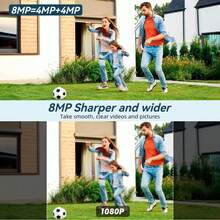 Camera WiFi 8MP, Camera chống nước IP65, Camera dạng trụ/cầu, Camera ngoài trời, Camera PTZ với tầm nhìn ban đêm có màu, Xoay 360°, Zoom kỹ thuật số 5X, Phát hiện người, Camera CCTV thích hợp cho sân vườn, phòng khách, nhà kho, siêu thị và các môi trường khác. - trắng - Xem 9