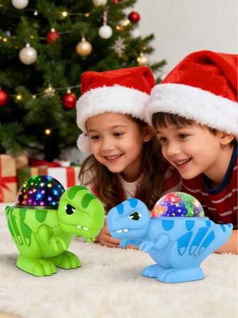 8-Mode Dinosaur Night Light Projector With 2 Starry Sky Projection Films, 360° Rotating, Silent Starry Sky Projection, Bedtime Companion, Reusable Projection Film, Green, Christmas Gift/Decor, Blue
