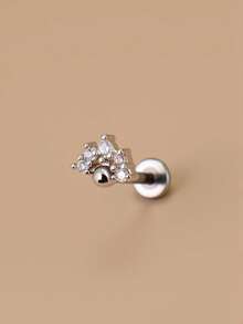 1 pieza Pendiente de tuerca con forma de flor, de cobre con cuentas y circonita cúbica, de diseño delicado, con rosca interna, para perforaciones en cartílago, trago, daith, hélix, concha, snug, lóbulo superior, rook, nariz y otras perforaciones corporales, hipoalergénico, para mujeres y niñas, 16G - Un par de pendientes de circonita esférica de fondo plano. - Ver 7