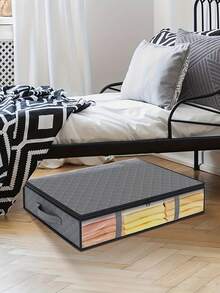 4 bolsas plegables para almacenamiento de edredones, bolsas organizadoras a prueba de polvo para debajo de la cama, adecuadas para edredones, mantas, ropa de cama, accesorios para el hogar y el dormitorio, ahorro de espacio para el armario, el dormitorio y los accesorios del hogar - Gris - Ver 5