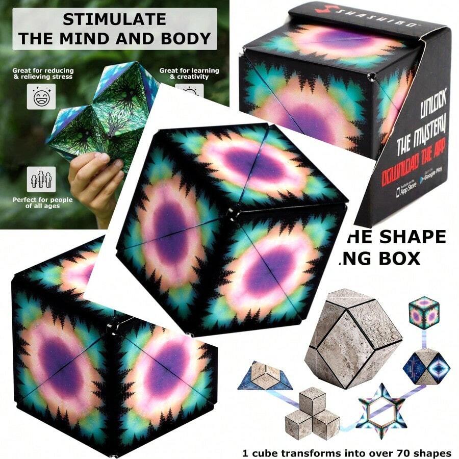 Shape Shifting Box - Award-Winning STEM Fidget Toy With Strong Magnets - Fidget Cube Transforms Into 100+ Shapes Christmas Stocking Stuffers Gift For Teens And Adults MoonUnlock Diverse Gameplay Options And Unleash Your Creativity Without Any Limits. - Nhiều màu - Xem 1