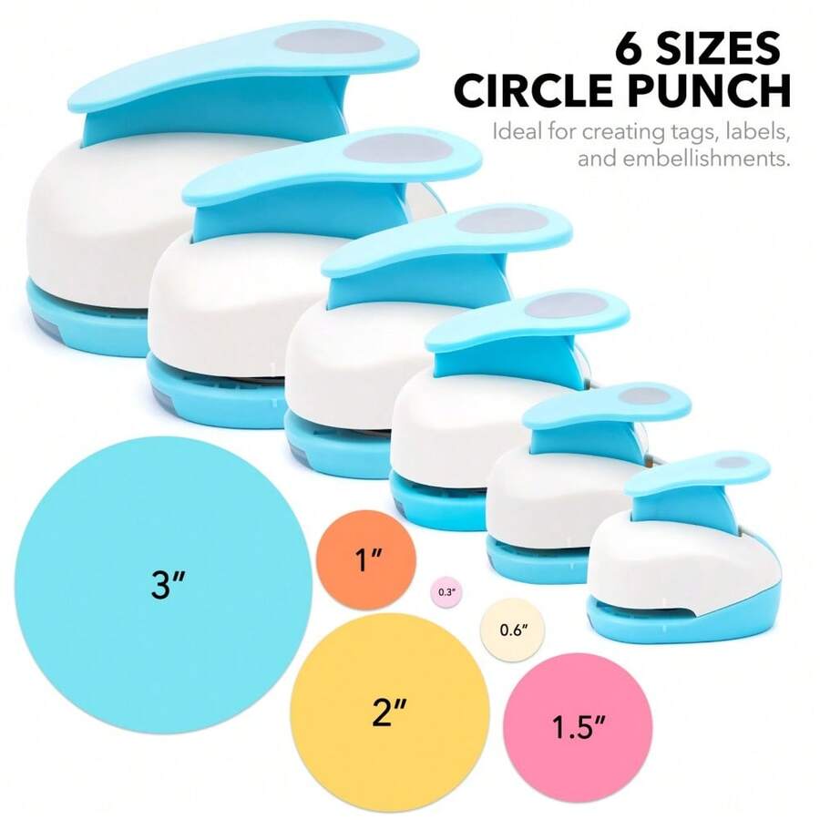 1PC Circle Paper Punch;Lever Action Craft Punches For Paper Crafting Scrapbooking, A Versatile Crafting Tool Perfect For Adding Precision-Cut Circles To Your Projects 6 Sizes Available