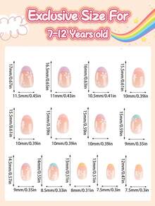 26pcs/Pack EBANKU Children's Fake Nails, Pink Flower Design, Suitable For Little Girls
