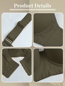 Sujetador sin costuras verde para mujer de talla grande MIMILEMON, sujetador cómodo con tirantes anchos y minimalista que brinda soporte y elevación - Verde - Ver 7