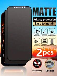 2-Pack Matte Anti-Spy Screen Protector Compatible With IPhone Series | High-Quality TPU Soft Film (Not Tempered Glass/Ceramic), Provides Excellent Anti-Shatter And Impact Protection | Advanced Privacy Feature Ensures Screen Content Is Only Visible From The Front, Compatible With IPhone 17 Pro Max/17 Pro/17 Air/17/16 Pro Max/16 Pro/16 Plus/16/15 Pro Max/14 Pro Max/13 Mini/12/11/XS Max/XR Series - Black - View 22