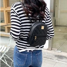 Mochila de mujer con patrón de rombos de moda, mochila pequeña casual, bolso de hombro doble, bolso de mano, bolso cruzado para teléfono - Multicolor - Ver 5