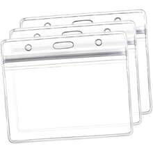 Porta Credenciales Para Oficina y Escuela, Tamao 100x85 Mm, Plstico Transparente, Paquete De 10 Unidades, Diseo Horizontal, Resistente Al Agua, Uso Diario Para Identificacin - Transparente - Ver 8