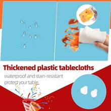 Light Blue 6 Pack Plastic Table Cloth 84\, Disposable Round Tablecloth Table Cover, Plastic Tablecloths For Parties,Round,LightBlue - 淺藍色 - 查看 4