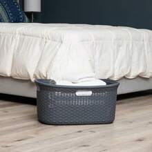 Mind Reader - Cesta de ropa de 40 litros, diseño de mimbre premium, plástico, color negro(Gray 1'11" x 1'2" (Rectangular)) - Multicolor - Ver 5