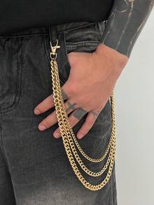 1pc Minimalist Multi-Layer Chain Belt, Gold Color Waist Accessory, Suitable For Men And Women For Daily Wear, Party And Date, Can Be Jewelry Gift - Multi-layered Chain Trousers - View 13