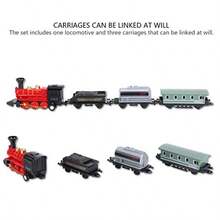 Zerodis Mini Tren de JugueteLocomotoras de Vapor Retro Fundidas a Presion de Aleacion con Tres Coches Modelo de Tren Clasico Vehiculos Motorizados por Friccion Regalo para Niños y Niñas RojoToque real, tren genial - Multicolor - Ver 7