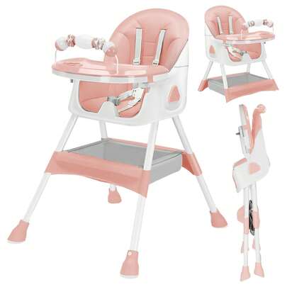  UBRAVOO 3-In-1 Baby High Chair Foldable Portable Baby Dining Chairs Eat & Play Convertible High Chair With Five-Point Snap Button,Double-Layer Dinner Plate And Toy Rack Christmas Gifts