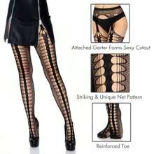 - Medias de red para mujer con liguero adjunto(Talla única Escala Negro) - Multicolor - Ver 4