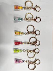 Simulation Japanese Marbles Bobble Soda Key Chain Cute Creative Miniature Soda Drink Charm Mini Dollhouse Ornaments Keychain Accessories Gold Keychain Bag Charm Purse Charm Keyring - Multicolor - View 10