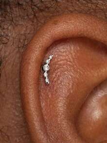 Pendientes apilados de plata de ley 925 con arete de cartílago de amatista de 16G, arete de oreja y arete trepador - Dorado - Ver 14